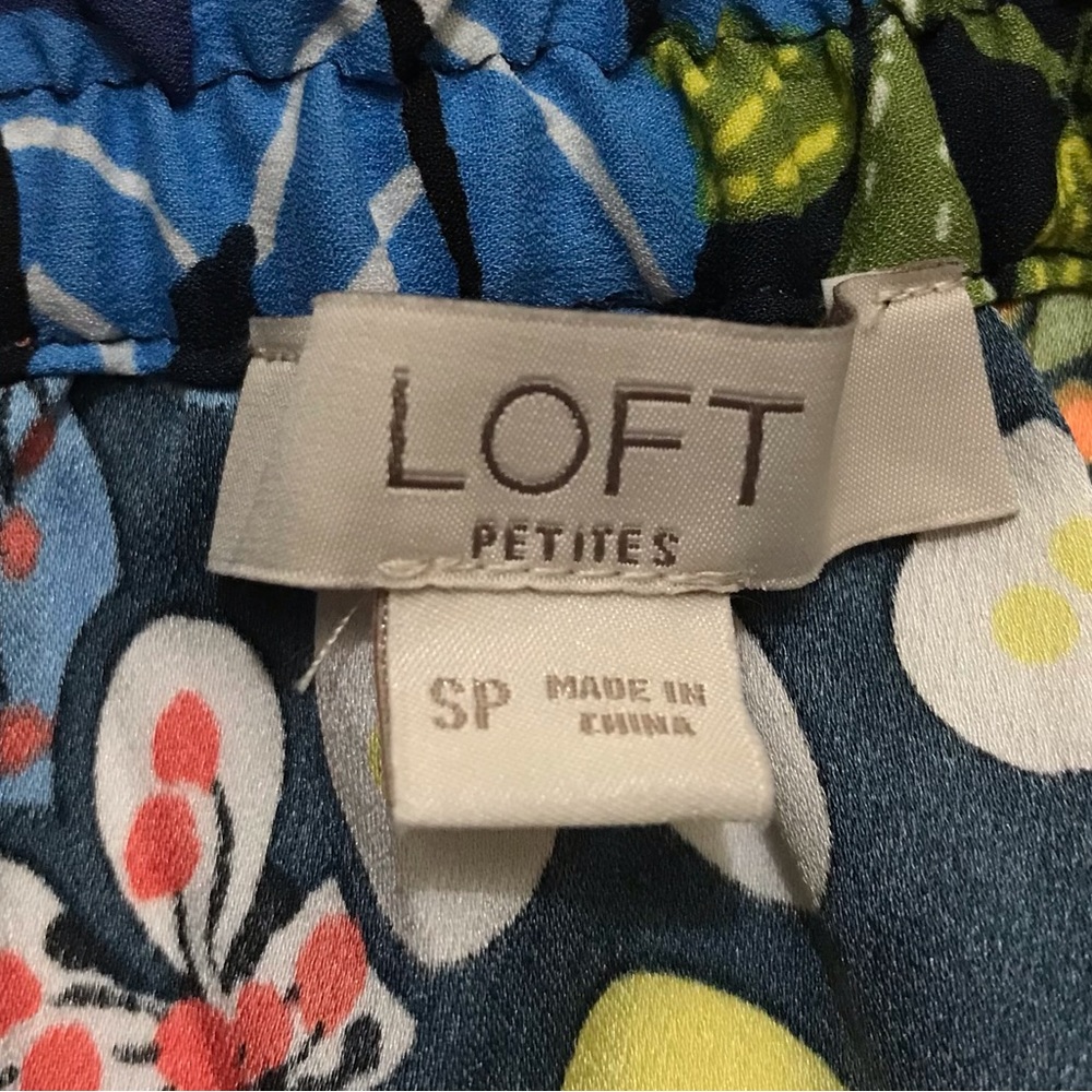 LOFT Tropical Floral Skirt, Hummingbird Boho Elastic Waist Pull On Petite Small - Picture 3 of 12